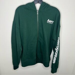 AEROPOSTALE Mens Green Full Zip Sweater Hoodie Size Small